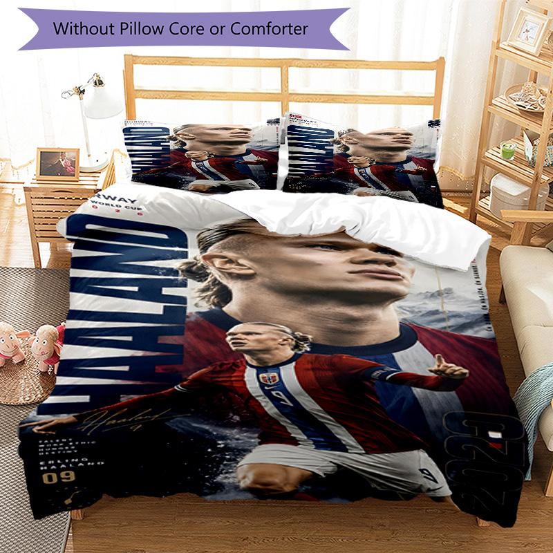 3pcs Haaland9 Design Cover Set - HD Printed Bedding with 1 Cover and 2 Pillowcases - Perfect for Home and Dorm Decor