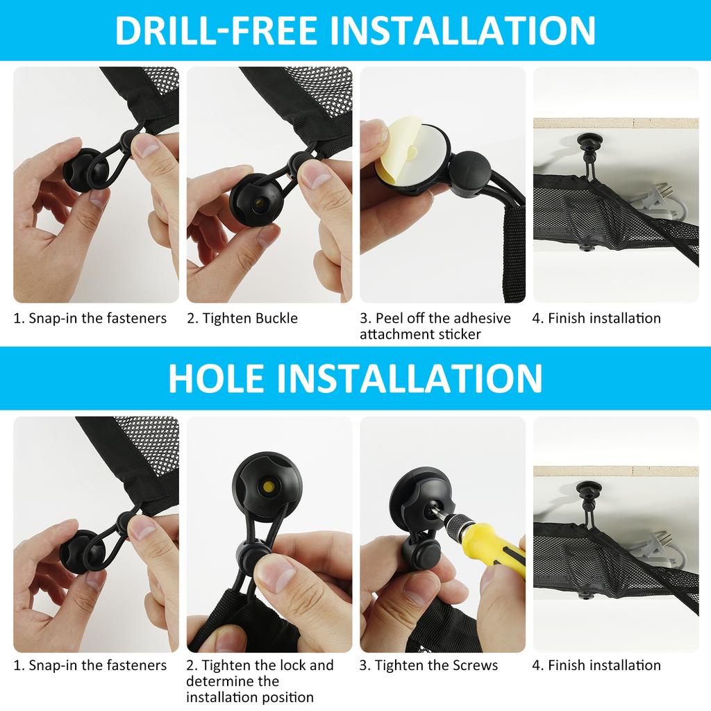 Cable Management Net Large Capacity Wire Organizer Net Flexible Adjustable Privacy Mesh Cord Organizer for Home Office Workbench