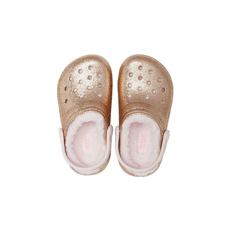 Crocs Classic Clog Fleece Lined Durable Cotton Sandals Kids Sandals Gold Pink 205937-2UB