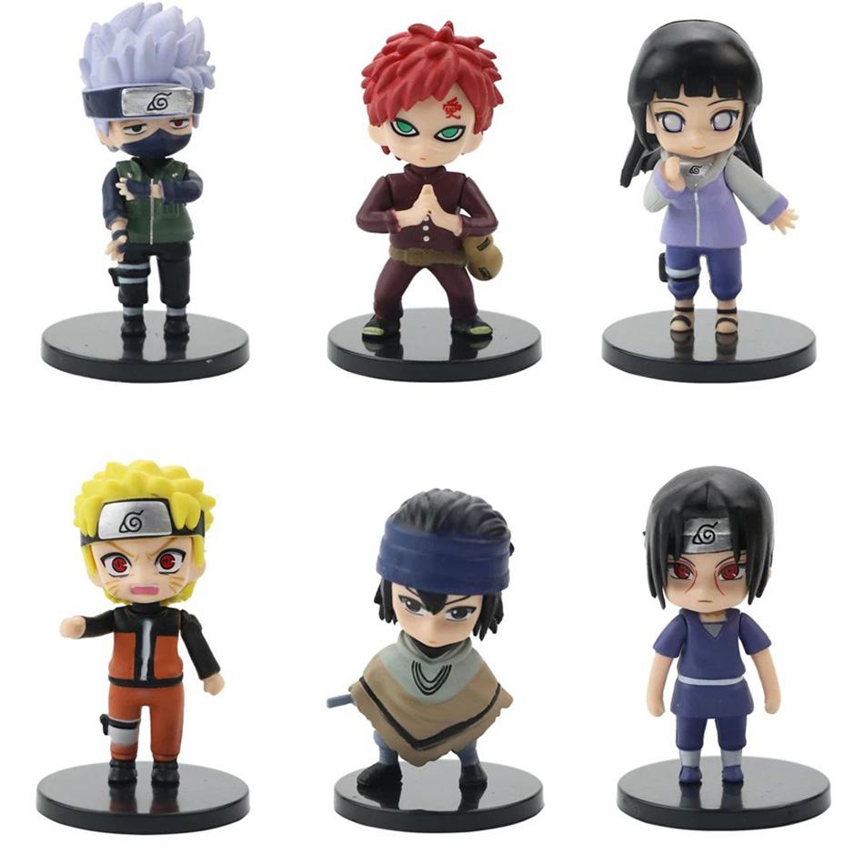12pcs Naruto Shippuden Anime Action Figures Set Hinata Sasuke Itachi Kakashi Gaara Q Version PVC Toys for Kids Christmas Gifts