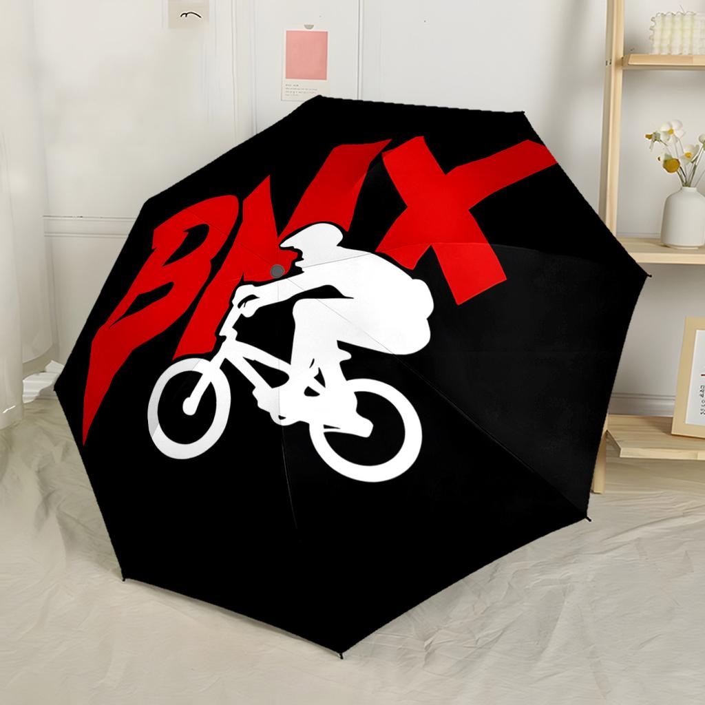 Bmx Bike Adventure Portable Automatic Umbrella with 8-Rib Foldable Design Durable Everyday Carry Umbrella Elegant Umbrella Spiritual Gift