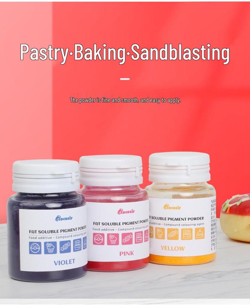 Chocolate Oil-Soluble Color Powder for Pastries, Mousse, Fondant, Lipstick & Macarons - 10g