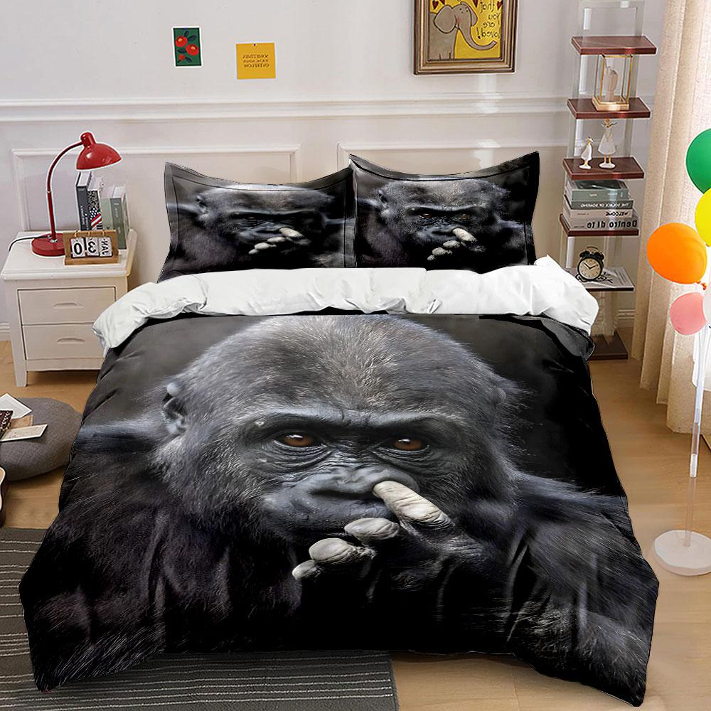 Set Copripiumino con Design di Gorilla che si Tira il Naso (1*Copripiumino 2*Federe, senza piumino)