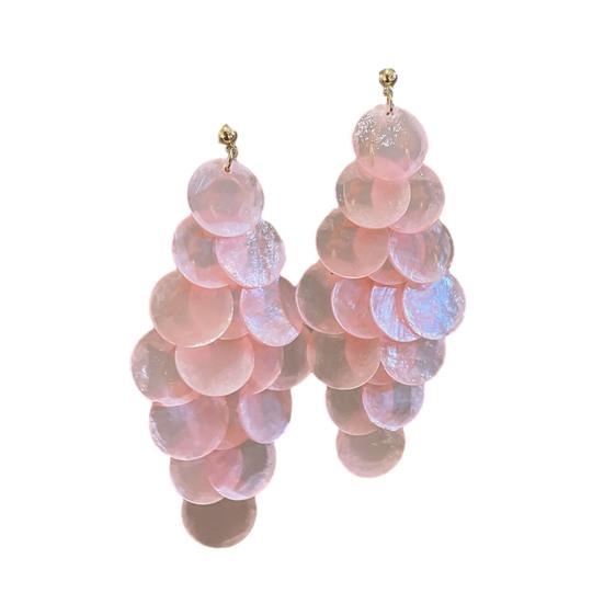 1 Pair Long Style Multi-Layer Drop Earrings Translucent Metal Needle Design Artificial Crystal