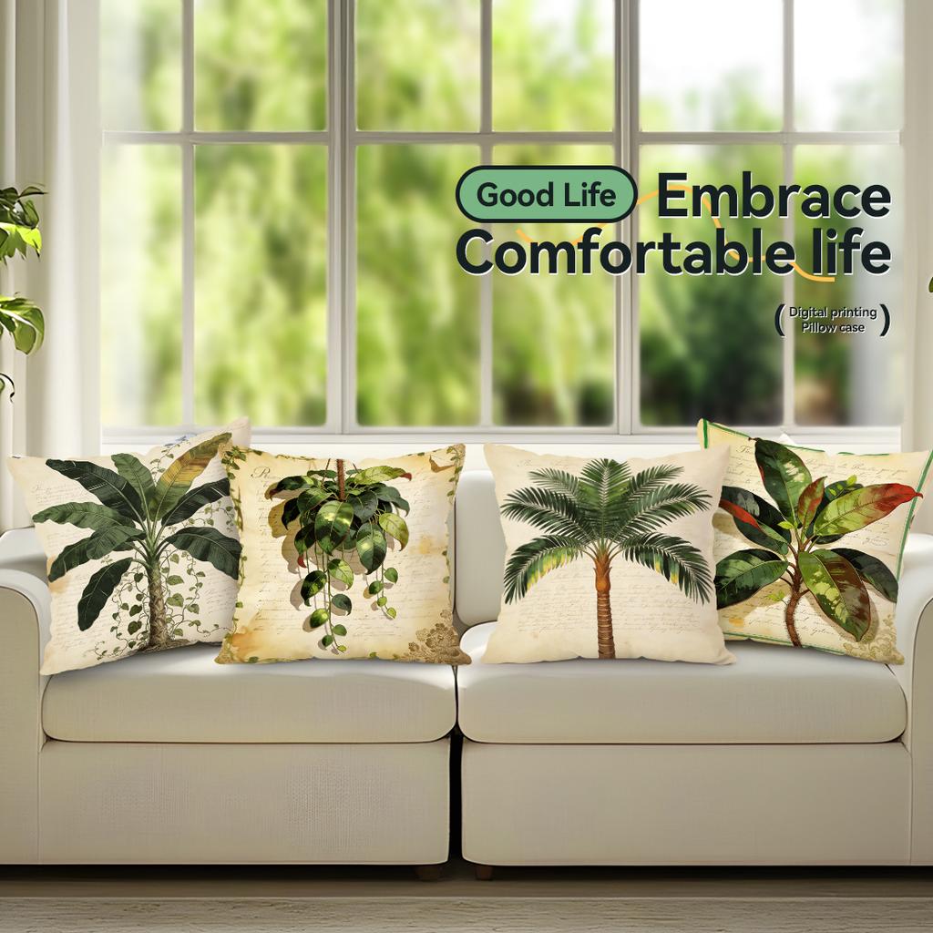 Vintage Green Leaf Serie Pillowcase Printed Polyester 40/45/50Cm Throw Pillowcover Decorative Sofa Cushion Pillowslip Home Decor
