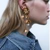 New Metal Leaf Flower Tassel Earrings Women's Vintage Exaggerated Dangle Earrings Banquet Jewelry AccessoriesZAA
