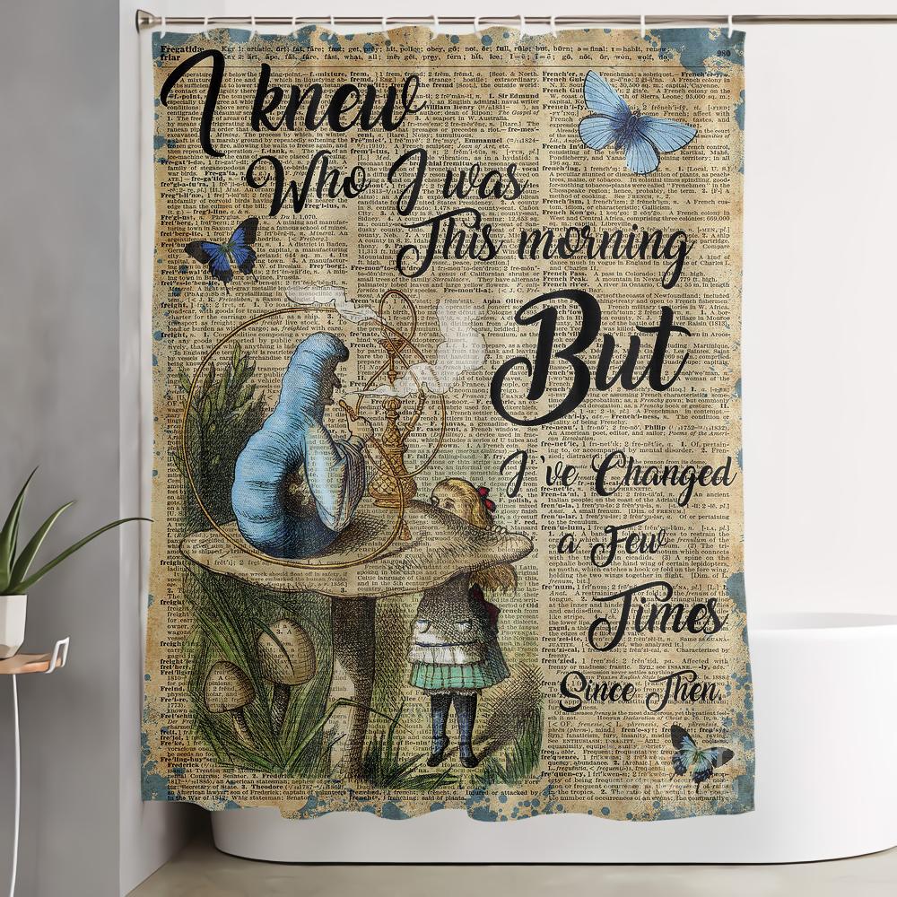 

Декорации для вечеринки «Алиса в Стране чудес», Задник, Занавеска для душа, Фэнтезийный пейзаж, Грибное искусство, Ткань для набора для ванной, Крючки W90xH180cm