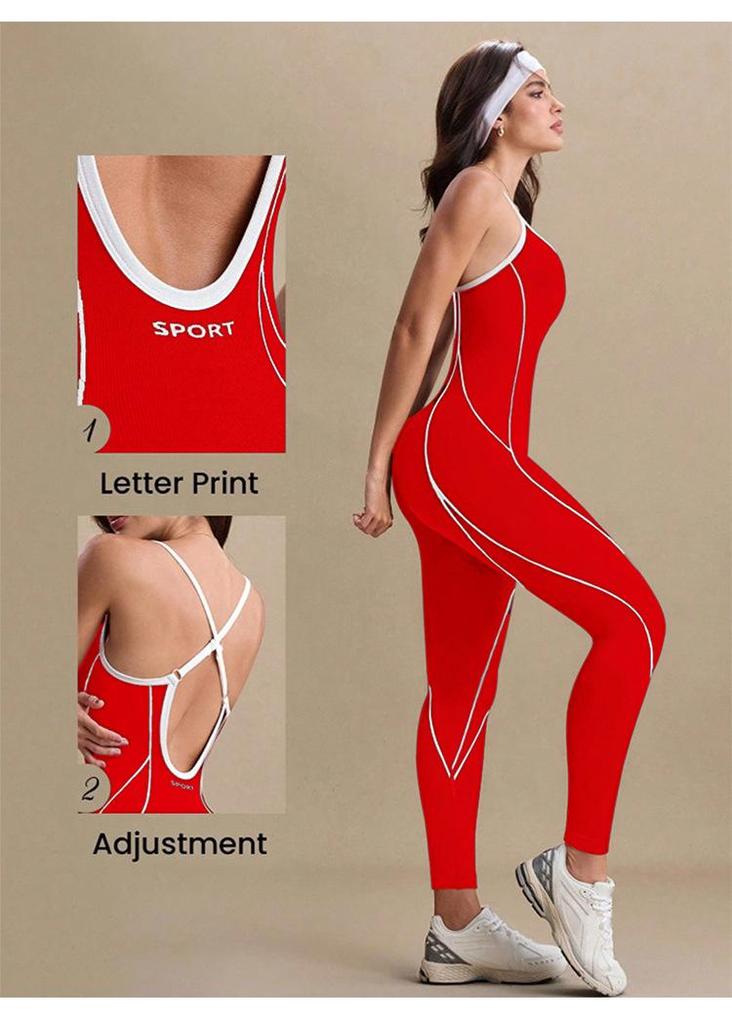 Color Block Women's Yoga Bodysuit with Hollow Back and Flared Pants for Dance and Fitness