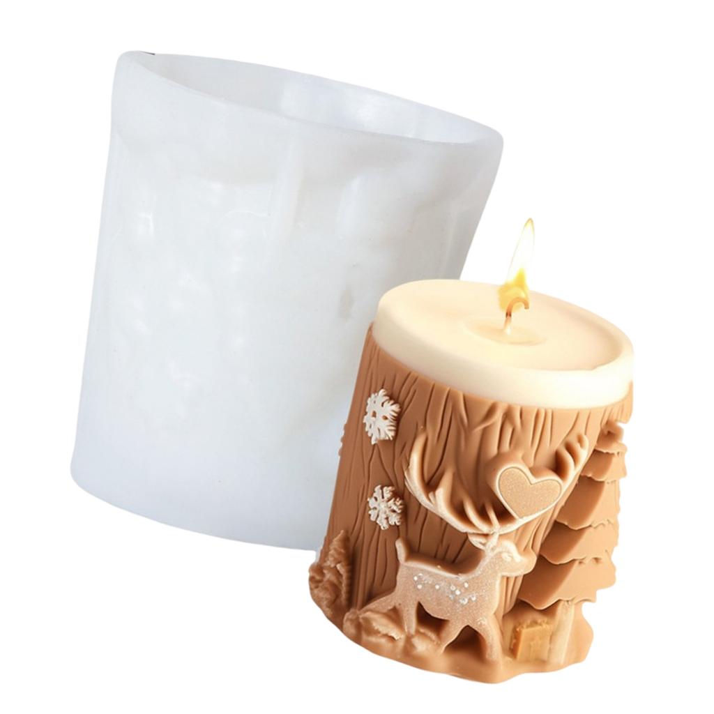Christmas Embossed Silicone Candle Molds for Epoxy Resin Cylinder Silicone Candle Molds for Candle Soap Home Decoration