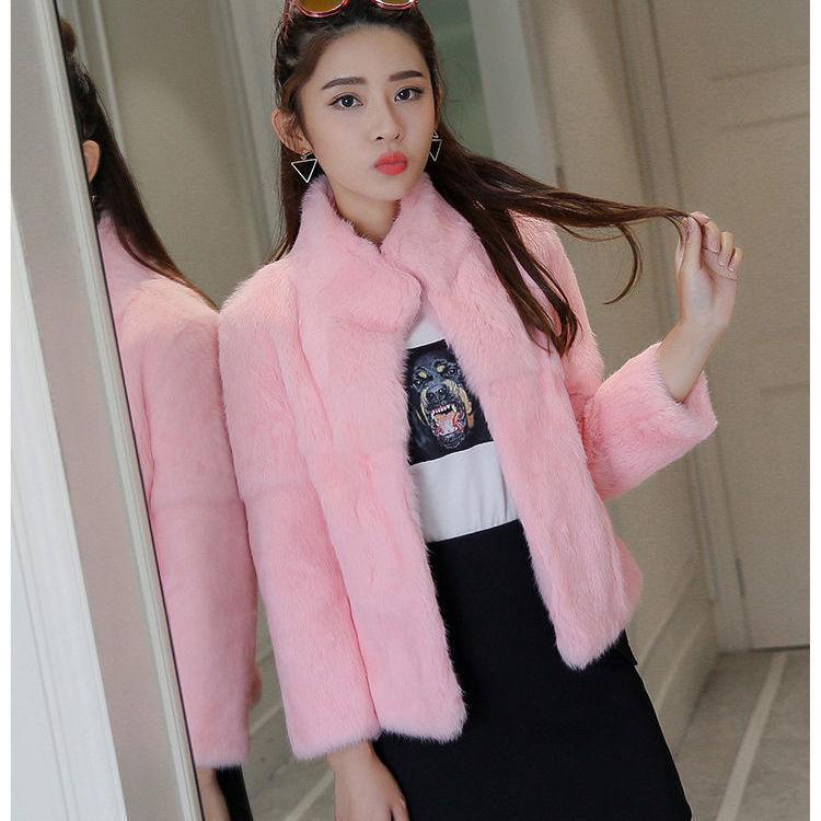 Imitation mink coat women's short stand-up collar autumn and winter top imitation fur jacket imitation velvet new