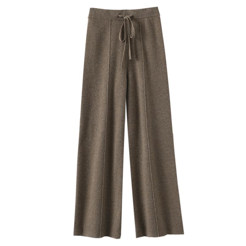 Pantaloni larghi in lana da donna, a vita alta, pantaloni casual spessi snellenti autunnali e invernali