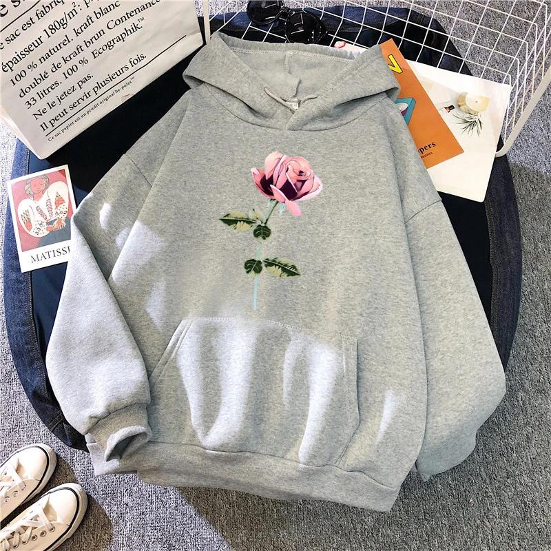

Flower Printing Womens Sweatshirts Home Casual Hoodies 2025 Fashion Pullover Tops Street Autumn Winter Hot Sales Woman Clothing 3XL