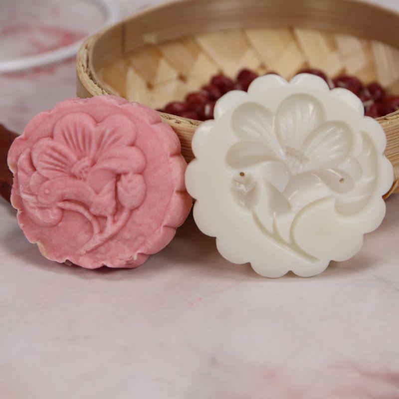 Buy 6pcs Hand Press Cookie Stamp Moon Cake Decor Barrel Mooncake Mold ...