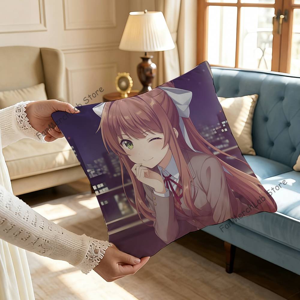 Cartoon Character MMonika Pillow Case Plush Fabric Soft Pillowcase Double Sided Print Sofa Cushion Cover Throw