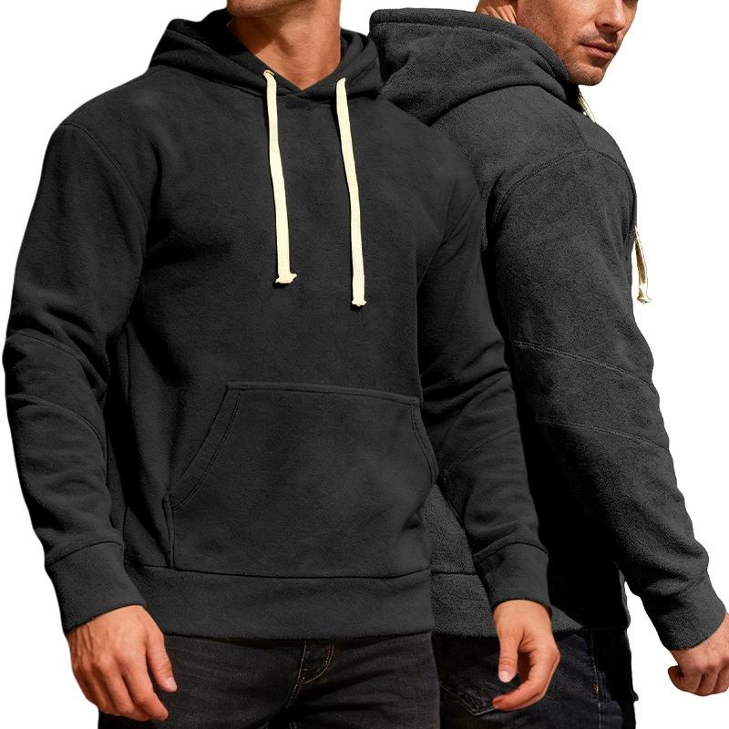 

Men s Casual Sportswear Hoodie Sweatshirt Loose Fit with Pockets Polyester Fleece Long Sleeve Autumn Winter Fashion S чёрный