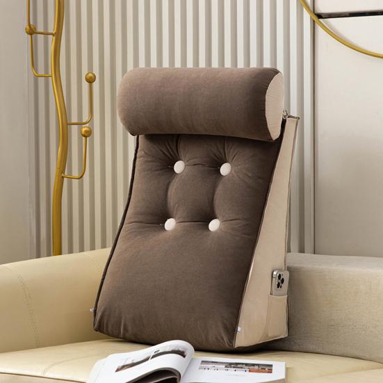 Bed Wedge Pillow for Sleeping Reading Acid Reflux Supportive Backrest Leg Neck Cushion with Side Pockets Multifunctional Sofa Pillow