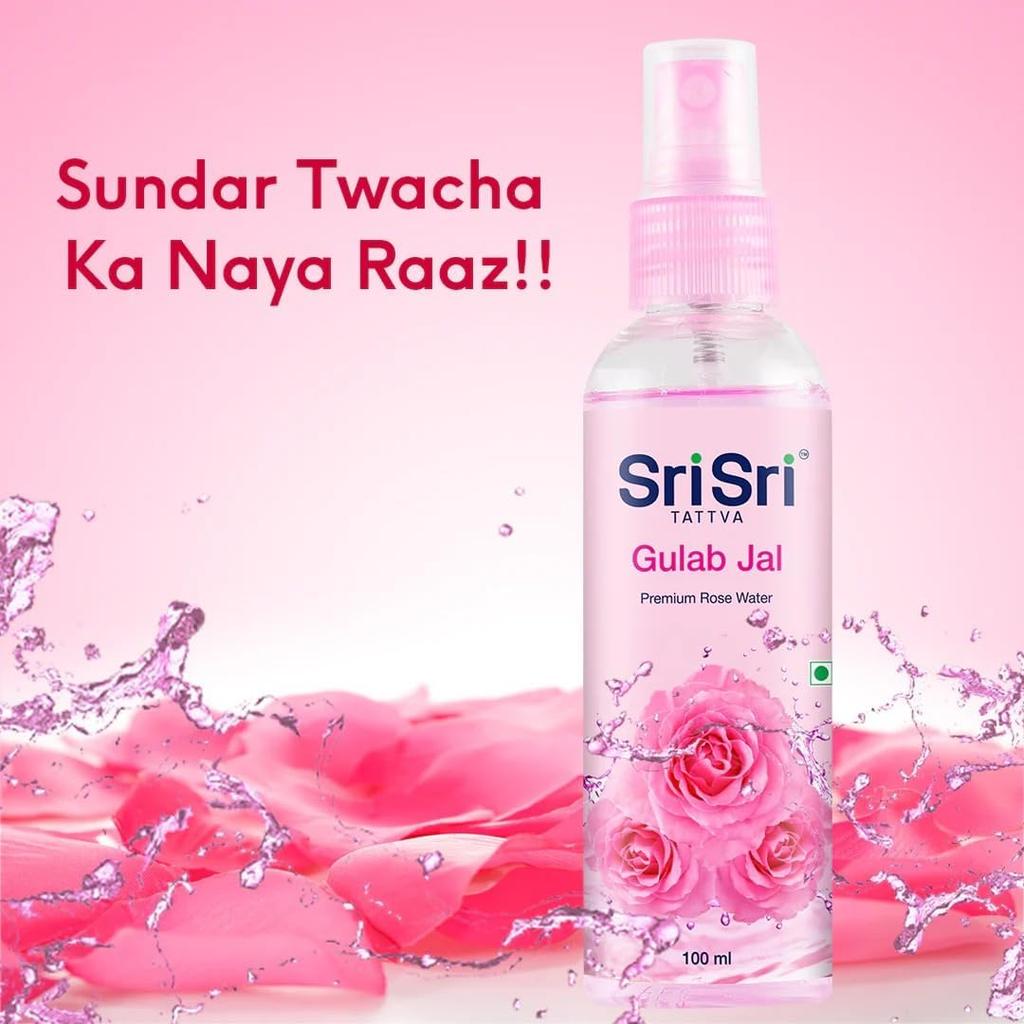 Sri Sri TATTVA shuddhta ka naam Spray d'eau de rose pour femmes, 100 ml (Paquet de 6) - Brume d'Eau de Rose Pure pour une Peau Hydratée et Éclatante - Tonique & Nettoyant Premium