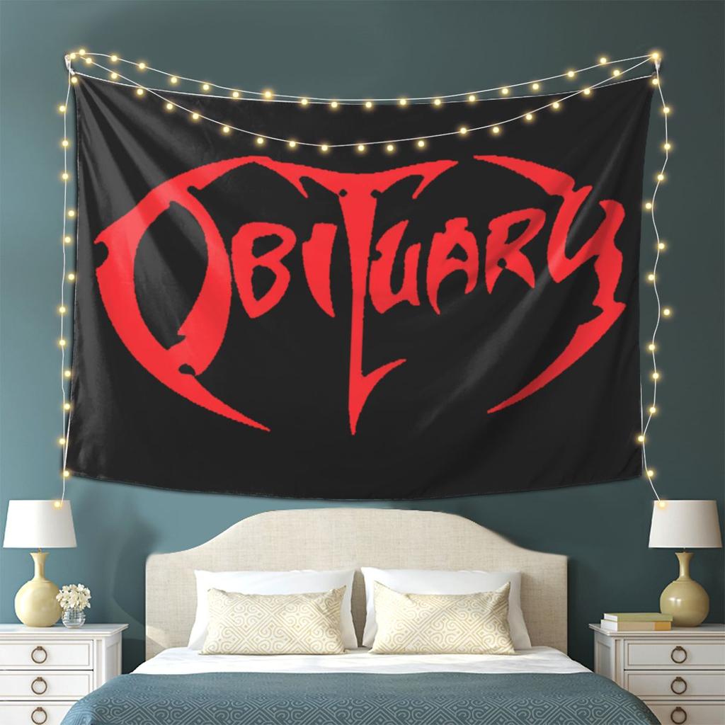 Adult Obituary Band Logo Death Metal Trucker Tapestry Wall Hanging Aesthetic Home Decoration Tapestries for Living Room Bedroom