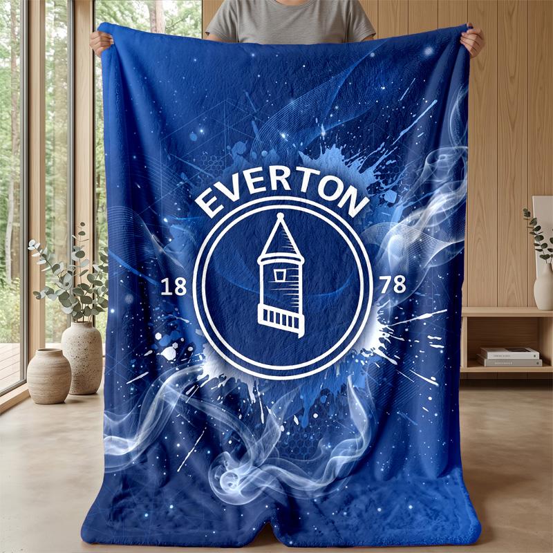 Coperta in Flanella con Stampa Calcio Everton, Morbida Calda Leggera Coperta da Divano Letto Campeggio