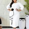 Women's large-size elegant round neck three-dimensional flower fashion ruffle leaf hip-wrapped temperament dress
