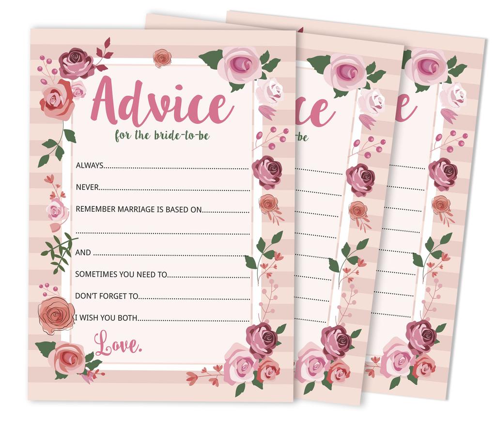Inkdotpot Bridal Shower Games Advice For The Bride Set Of 50A FloralA Mad Libs Game