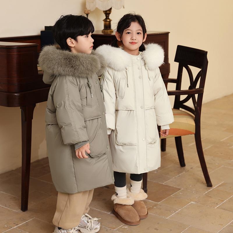 Boys' Down Jackets, Girls' Medium-length Thickened Coats, and Winter Children's Cotton-padded Clothes