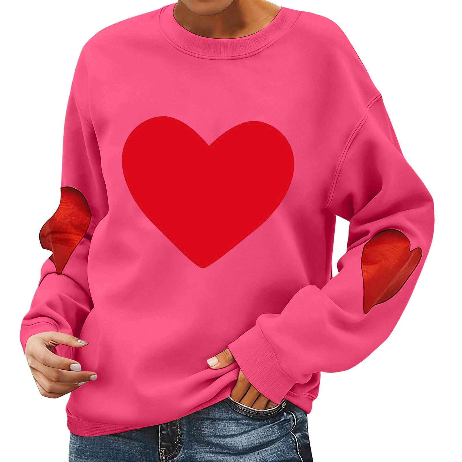 

Ladies Valentine s Day Printed Casual Long Sleeved Sports Hoodie Top XXL
