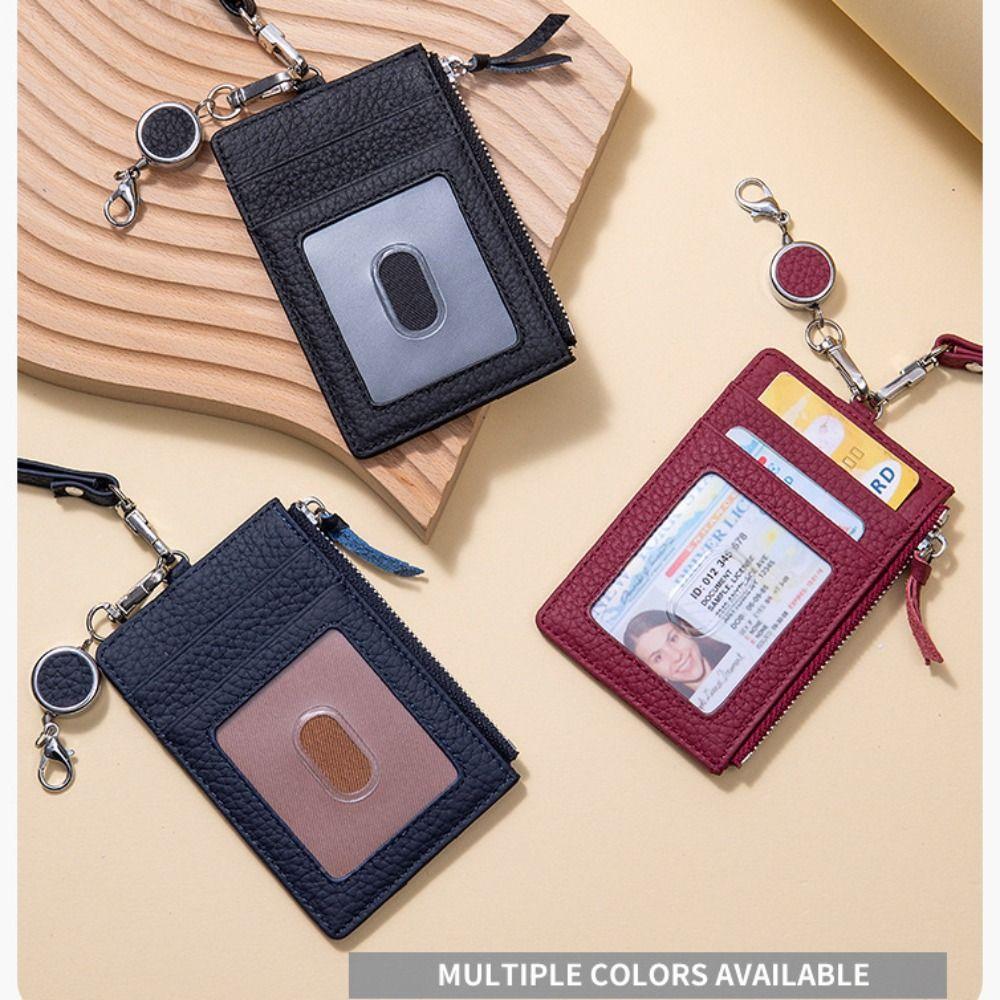 Portable Reel Strap Badge Holder with Lanyard Male Wallet Neck Strap Card Holder  Male