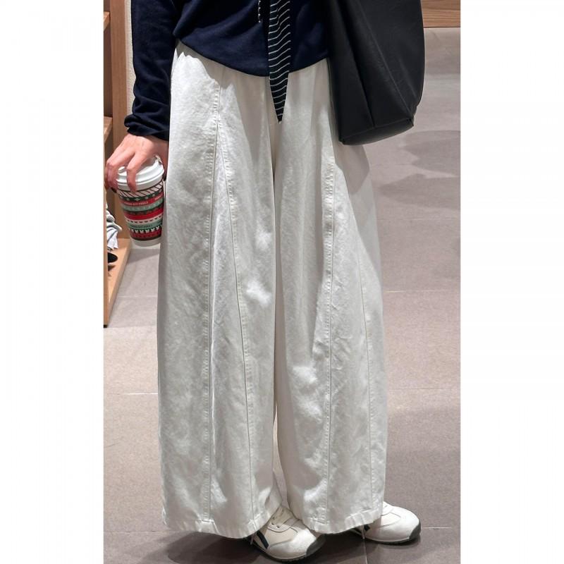 Womens High-Waisted Wide-Leg Cropped Pants In Dark Gray Vintage Style Loose Fit Casual Trousers