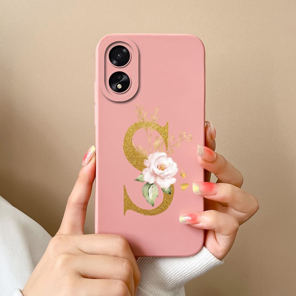 For OPPO Realme Narzo 60 Pro C51 11 Pro Plus A2 A58 A98 Phone Case Fashion Protective A-Z Flower Matte Liquid Silicone Soft Back Cover For OPPO Bumper