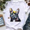 New Summer French Bulldog T Shirt Women Cute Cartoon Pit Bull Tee Shirt Top Female France Shepherd Tshirts Short Sleeve