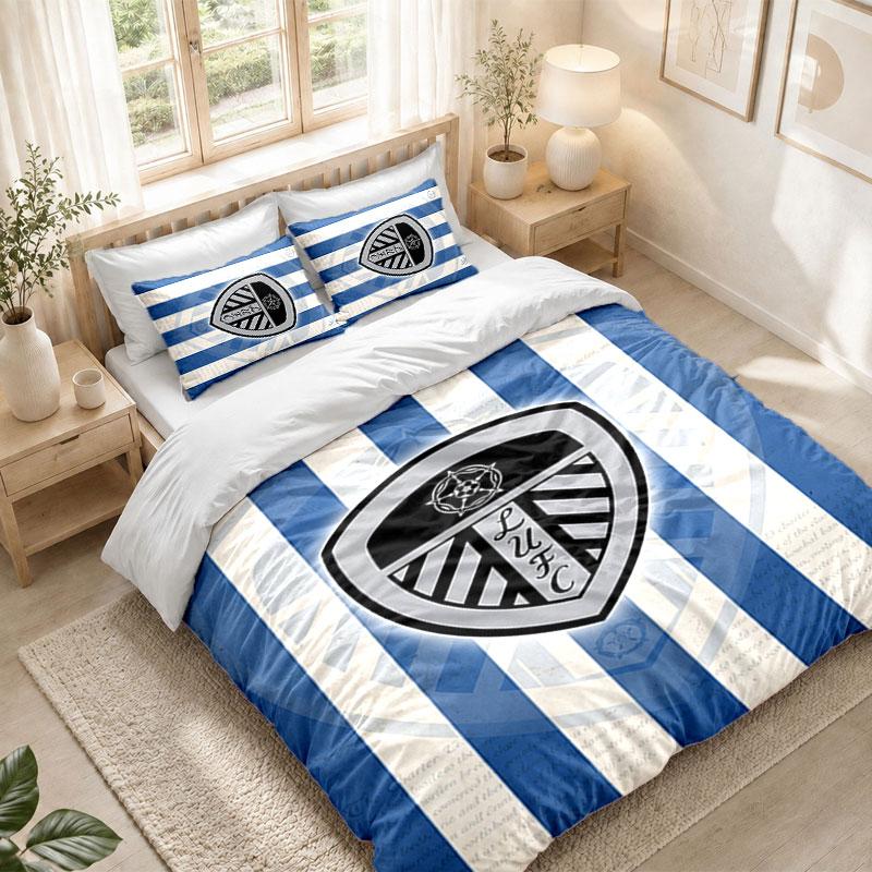 Bedding Set 1 Duvet Cover 2 Pillowcases Leeds United Print Bedroom Home Decoration
