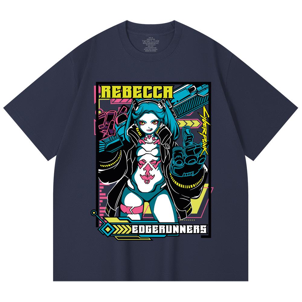 230 Gsm 100% Cotton Cyberpunk V9 Rebecca Print Unisex Heavy Cotton T Shirt