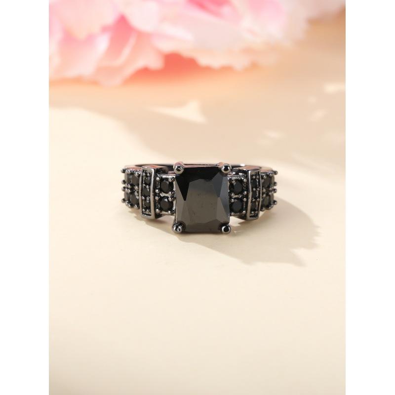 Hot Sale Rectangle Black Diamond Edge Two Rows of Black Diamond Rings no. 5