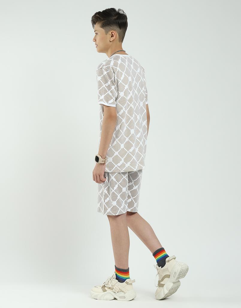 MONTE CARLO Boys Regular Fit Printed Half Sleeve Bermuda Set