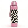 1PC Zebra Stripe Pattern 750ml Color Plastic Sports Water Bottle Leakproof Flip Straw Lid Suitable for Sports Office Home Use