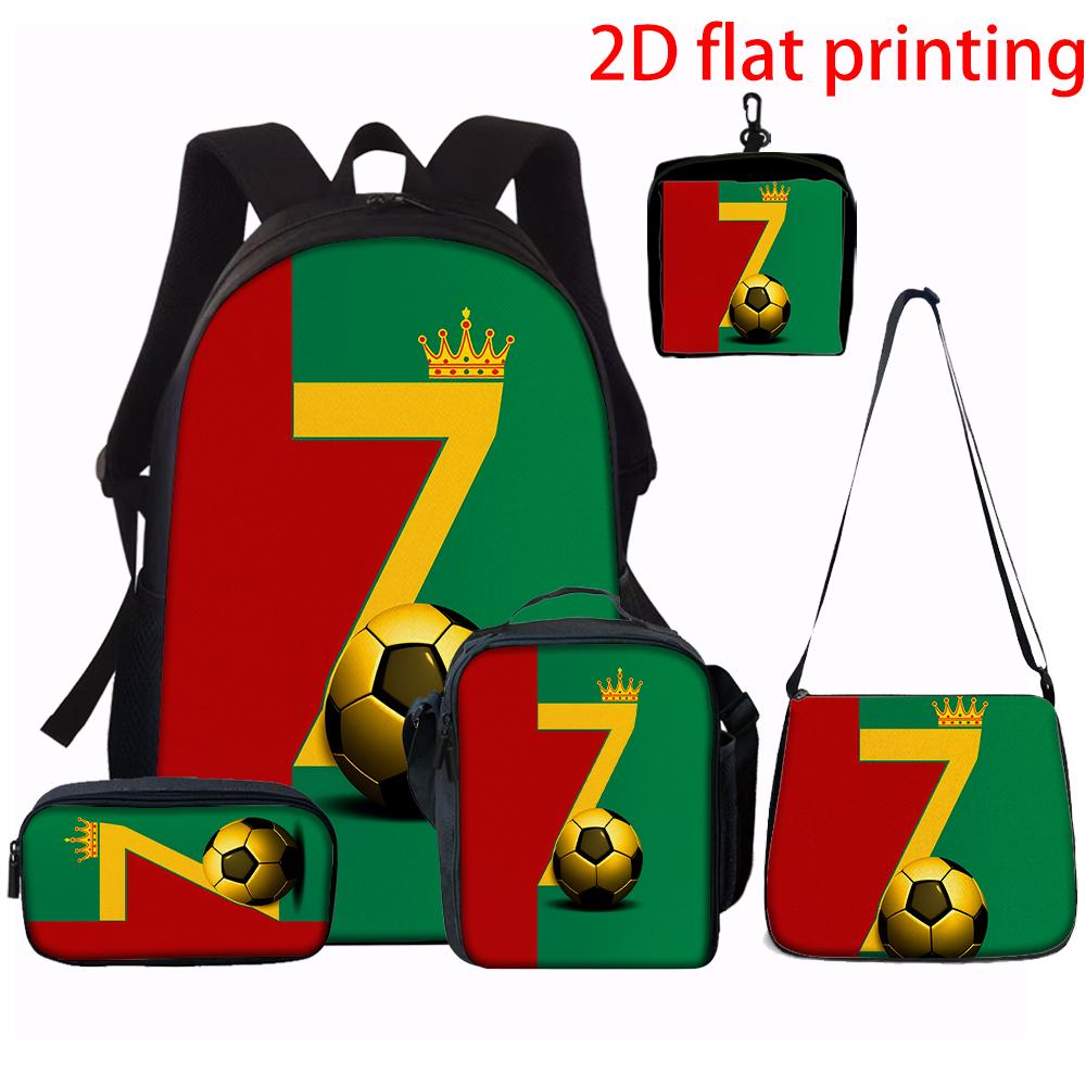 1/2/3/4/5 pièces Ballon de Football Motif Numéro 67 Ensemble de Sacs à Dos Léger Grande Capacité Sac d'École avec Sac de Voyage Cadeau Parfait pour Enfants