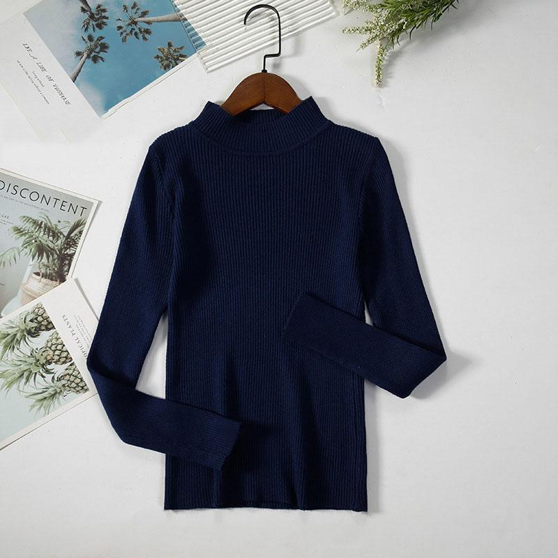 Long Sleeve Half High Neck Sweater Women's Pullover Solid Color Slim Knit Bottoming Shirt Elegant and Comfortable Women's Clothes