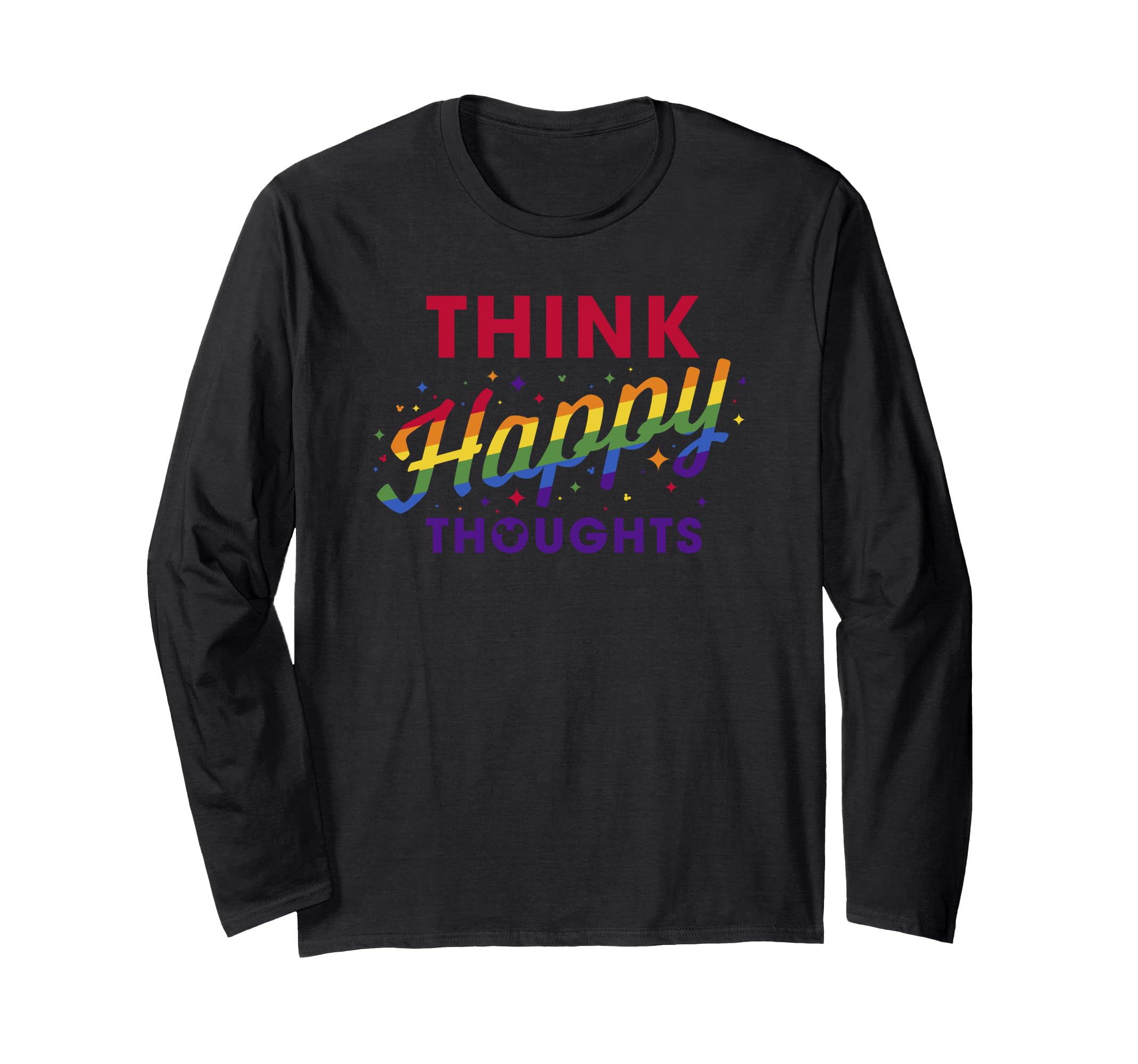 Disney Mickey and Friends Rainbow Think Happy Thoughts Long-Sleeve T-Shirt чёрный