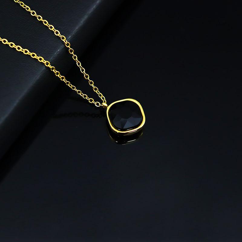 Stainless Steel Color Zircon Pendant Zircon Necklace Stylish Simple Men'S And Women'S Titanium Steel Clavicle Chain
