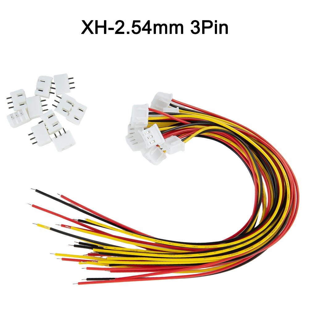 24AWG For JST XH2 54mm Connector Sets 10 Sets of Male and Female Wires 20cm Length 2pin 3pin 4pin Configurations