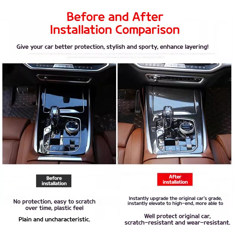 2pcs For BMW X5 G05 2019-2025 Carbon Fiber Pattern Shift Panel Cover  Car Decorative Cover Car Accessories