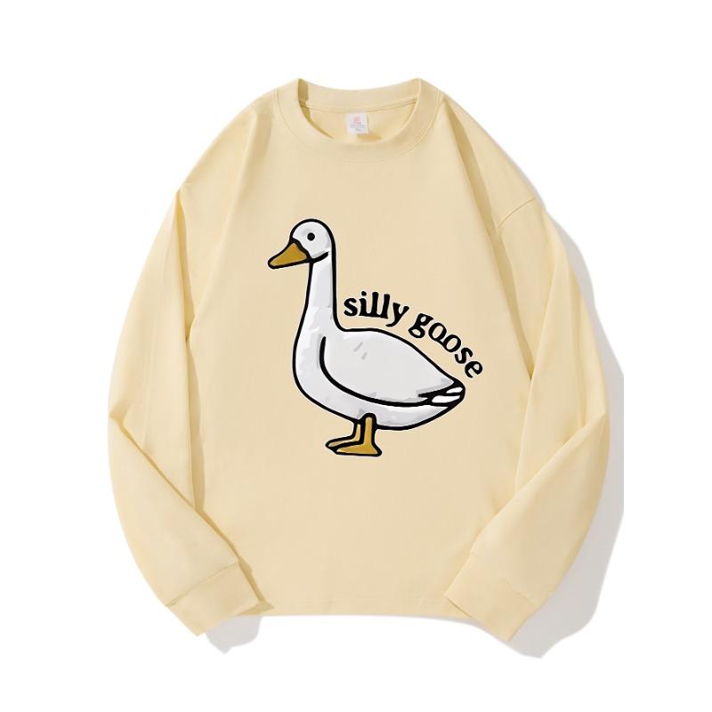 

Big Dumb Duck Осенняя одежда с длинными рукавами из чистого хлопка, новый мужской и женский топ, весенний внутренний слой, базовая рубашка, футболка с круглым вырезом и длинными рукавами XXL бежевый