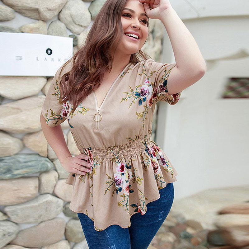 Summer Boho Elastic Waist Blouse 