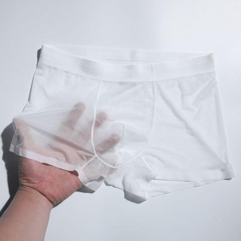 Cuecas Boxer Sem Costura Masculinas Ultrafinas de Seda Gelo com Design Antibacteriano e Respirável