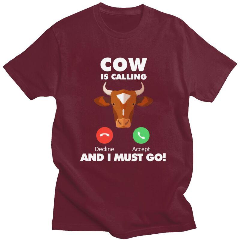 My Cow Is Calling T Shirt Men Women Animals Lover Tshirts Streetwear Casual Graphic Tee Tops Loose Oversized Clothes