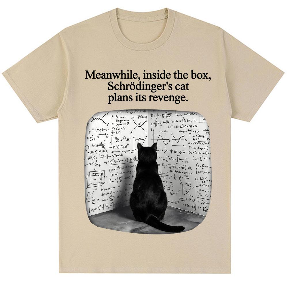 Schrodinger Cat Funny Physics Science Graphic T Shirts Unisex Unisex Vintage Fashion Short Sleeve Oversized Cotton Casual TShirts