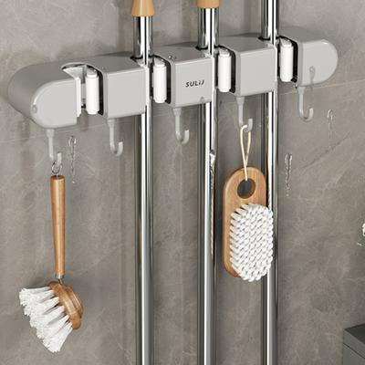 Supporto Installazione semplice Mop universale impermeabile a parete senza punzonatura Ripiano appendiabiti multifunzionale per scopa