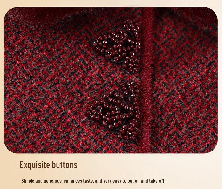Elderly Women's Stylish Mink Velvet Thickened Winter Coat