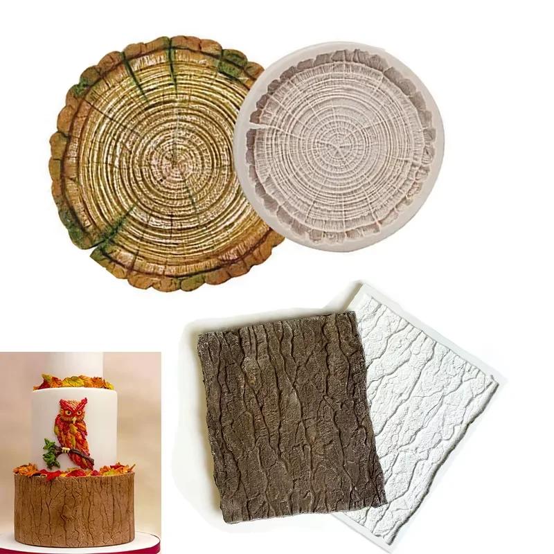 A Top Quality Tree Bark Texture Mats Fondant Silicone Mold Wood Cake Border Gum Paste Sugar Craft Decorating Supplies Baking